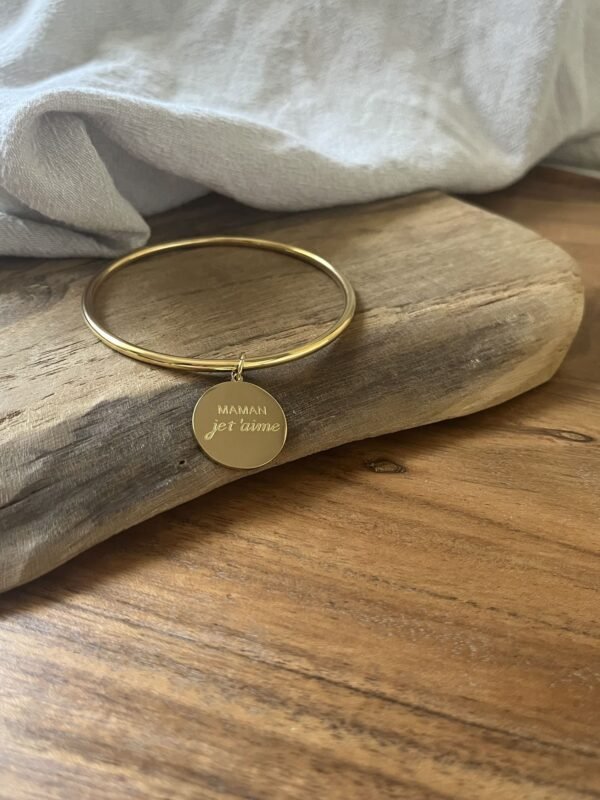 IMG_2520 Bracelet jonc "Maman je t'aime" jaune