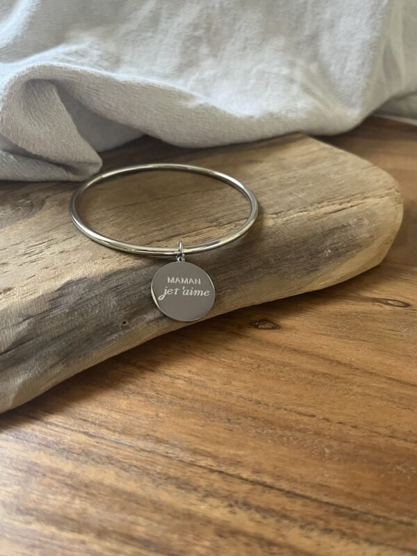 IMG_2521 Bracelet jonc " Maman je t'aime" gris