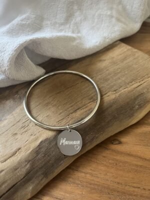 Bracelet jonc  "Maman" gris
