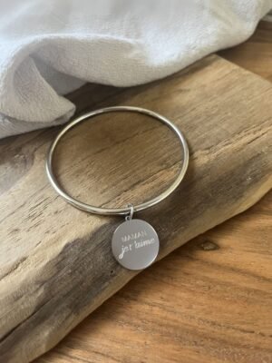 Bracelet jonc " Maman je t'aime" gris