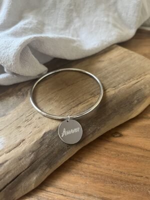 Bracelet jonc  "Amour" gris