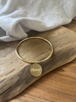Bracelet jonc  "Maman" jaune