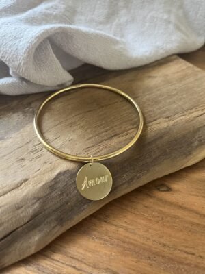 Bracelet jonc  "Amour" jaune