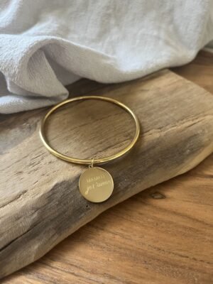 Bracelet jonc "Maman je t'aime" jaune
