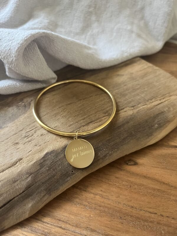 IMG_2536 Bracelet jonc "Maman je t'aime" jaune