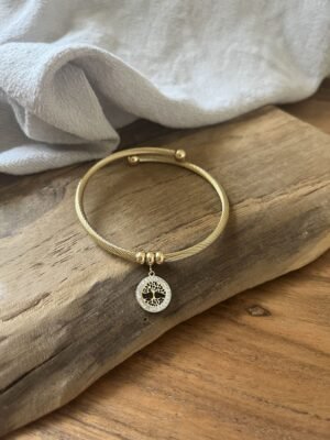 Bracelet jonc  "Arbre de vie" jaune