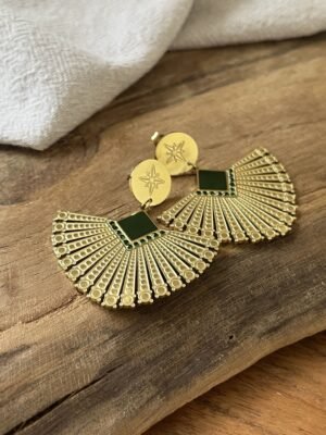 Boucles d'oreilles  "Izma" verte