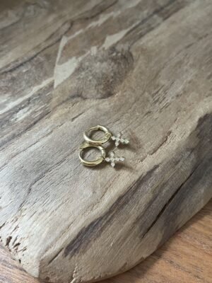 Boucles d'oreilles  "Petite croix" jaune